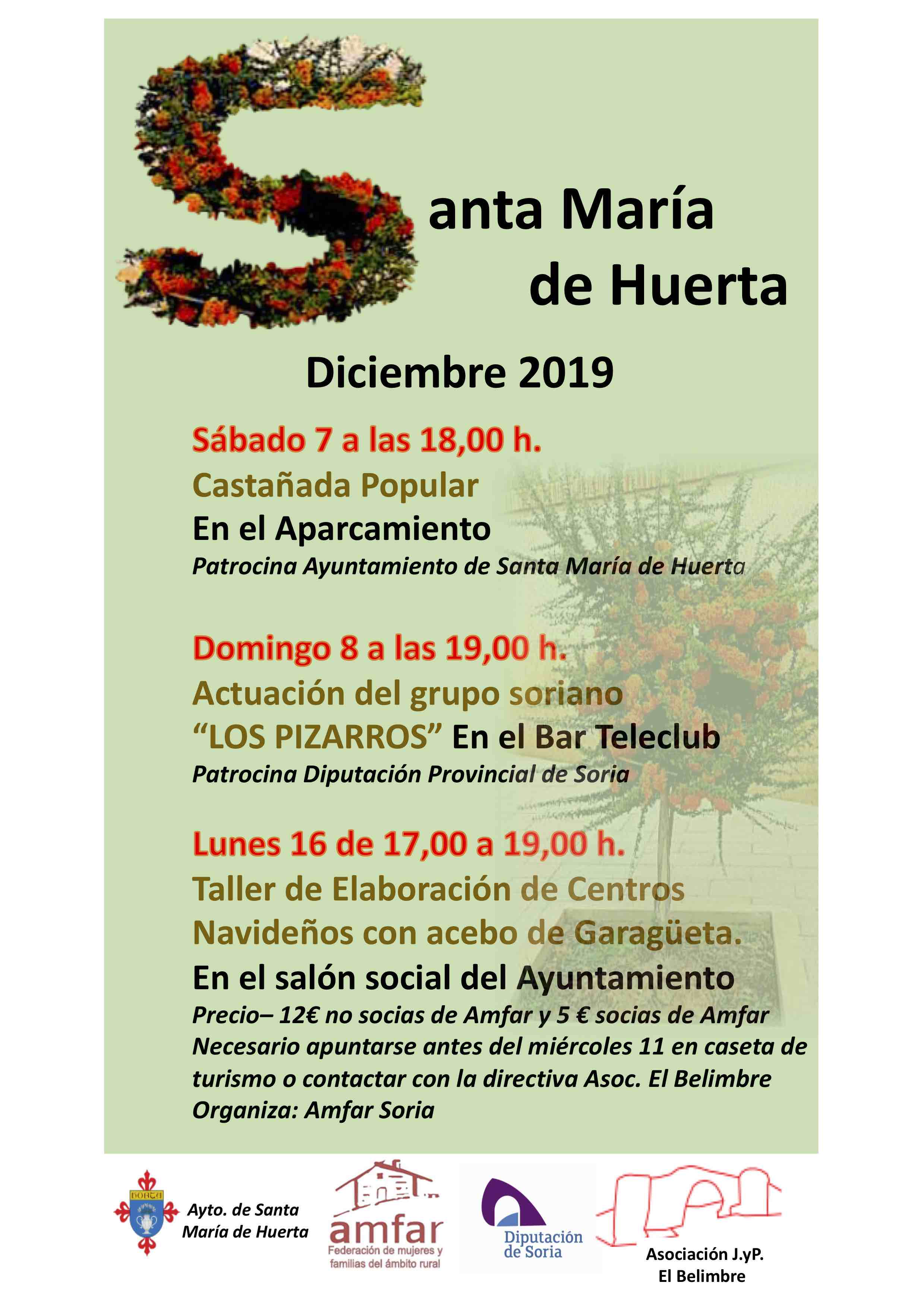 Diciembre 2019-Actividades en Santa María de Huerta