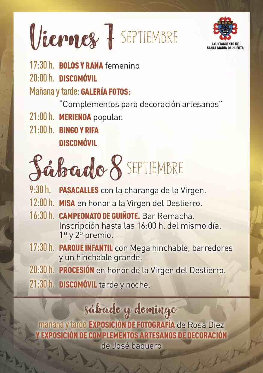 Fiestas Virgen del Destierro - Programa dias 7 y 8