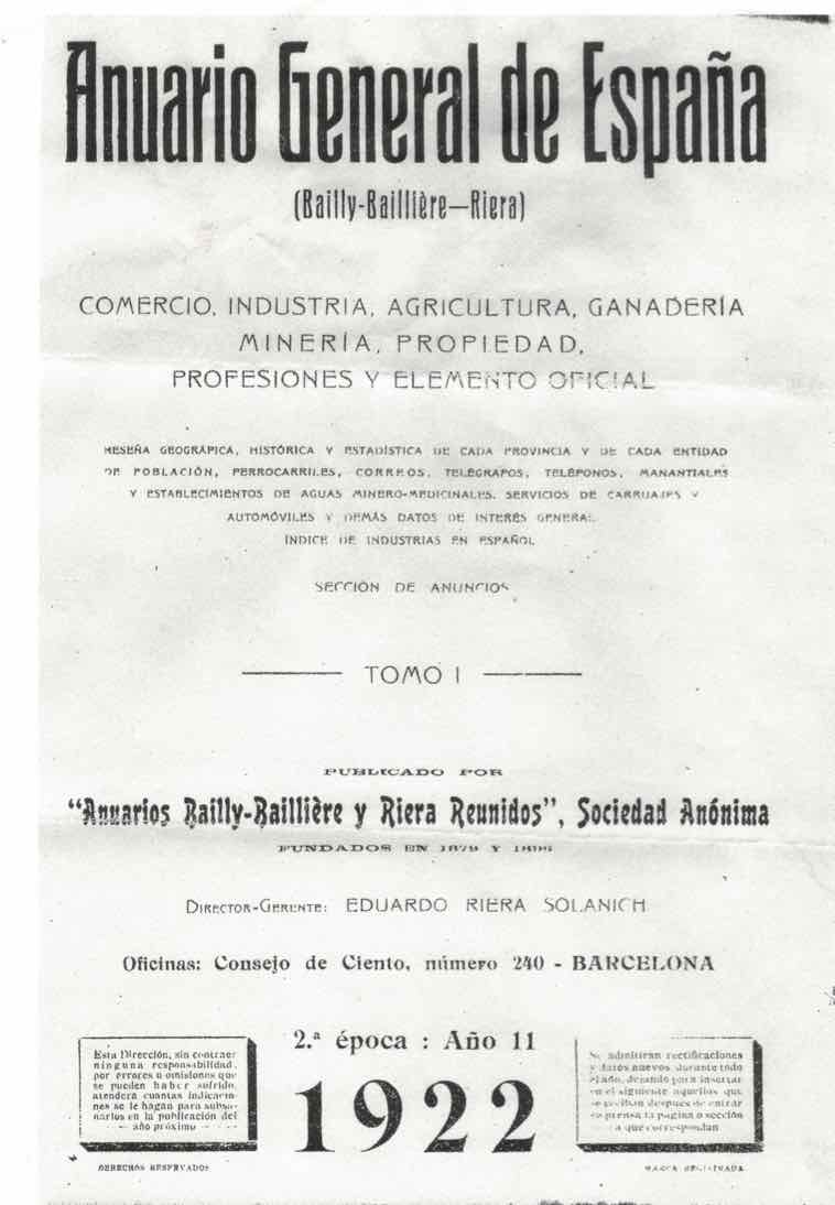 1922- Anuario General de España - Santa María de Huerta