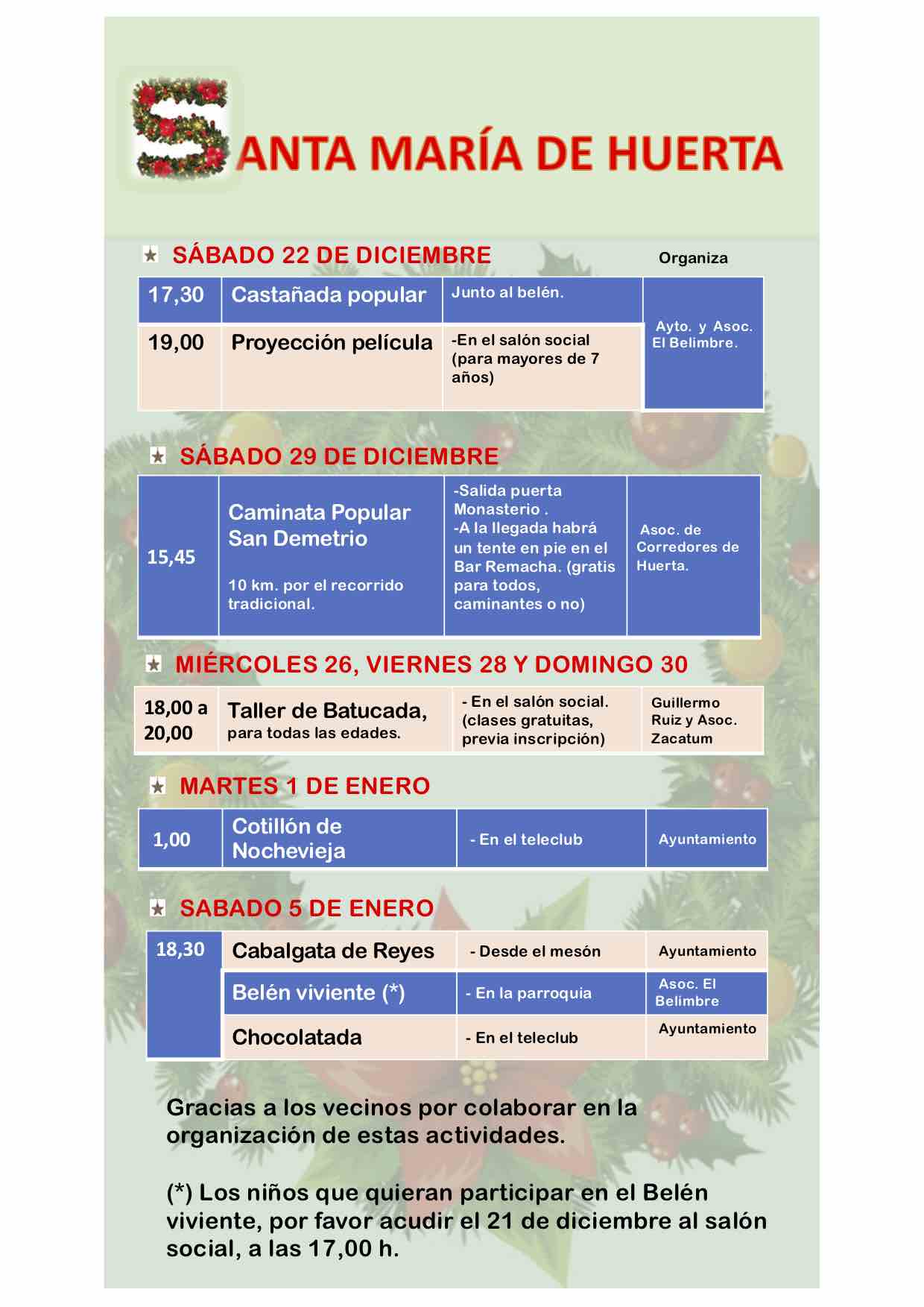 Diciembre 2018 Actividades