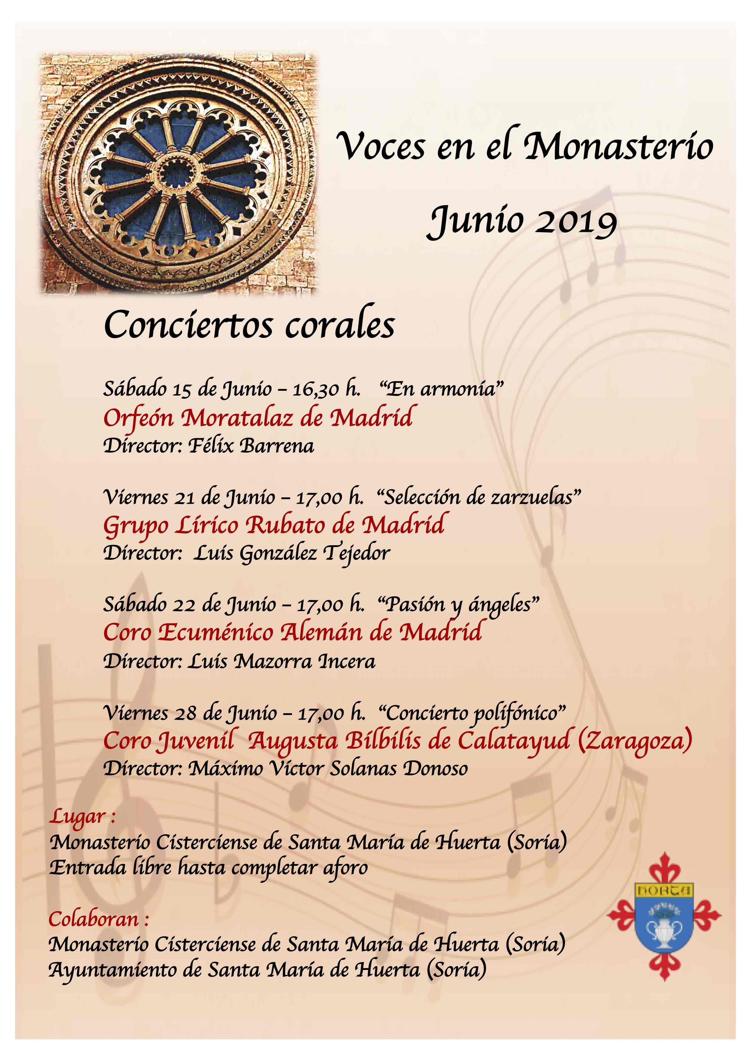 Junio 2019 - Conciertos corales en el Monasterio Cisterciense de Santa María de Huerta (Soria)