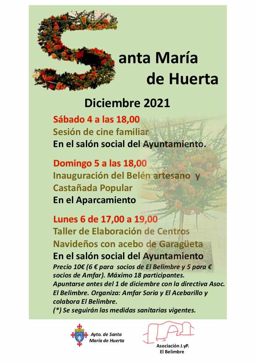 5 de diciembre - Inauguración belén artesano en Santa María de Huerta