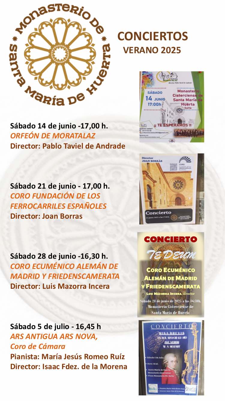 2025 Conciertos de verano en el Monasterio Cisterciense de Santa María de Huerta