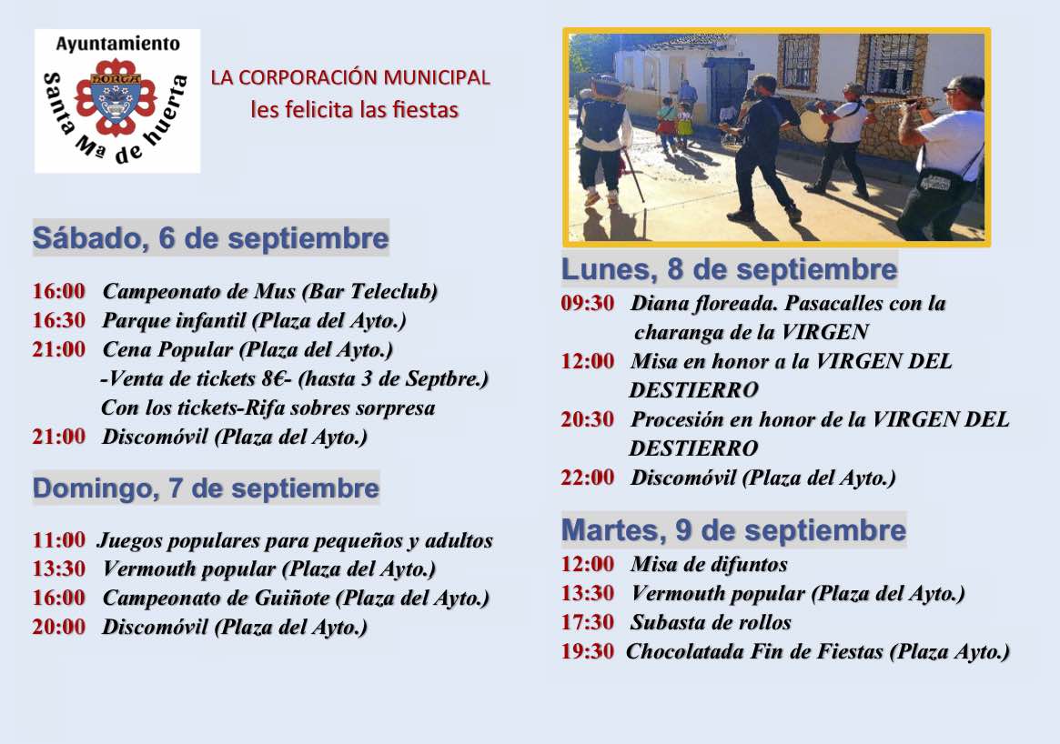 2025-09- Programa Fiestas patronales Virgen del Destierro -Santa María de Huerta