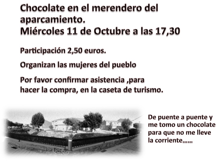 Cartel - Chocolate en el merendero del aparcamiento