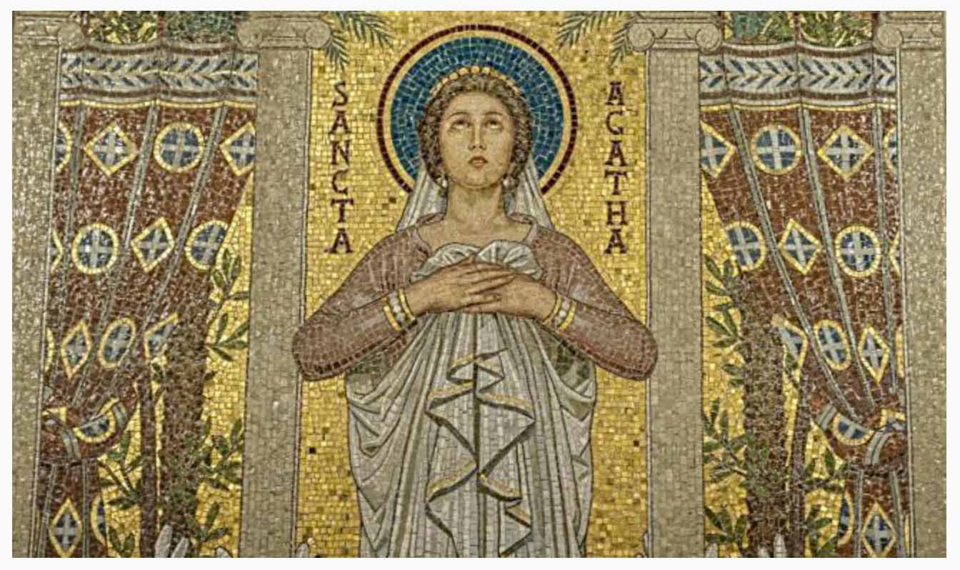 Mosaico con imagen de Santa Agueda - Iglesia Santa Cecilia en Roma