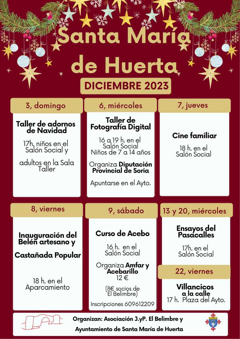 Santa María de Huerta - Actividades vecinales diciembre 2023